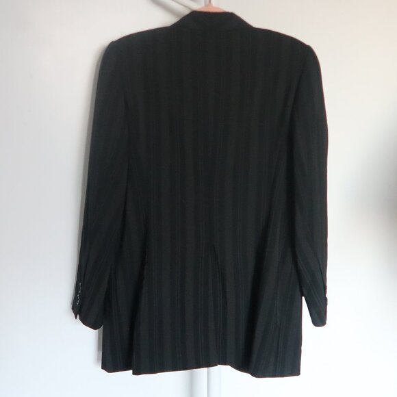 Rena Lange Black Virgin Wool Pinstripe Tailored Blazer Jacket Size 42 EU 10 US - Picture 3 of 8
